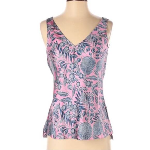 J. Crew Tops - J.Crew x Abigail Borg Floral Silk Tank Top Camisole Pink Blue Size 8